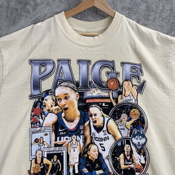Game Changer Shirt Men 2XL Paige Bueckers UConn Huskies Cream Oversized Tee - Picture 5 of 7
